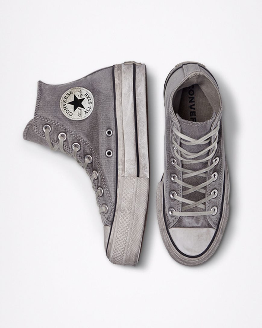 Dámské Boty Na Platformy Converse Chuck Taylor All Star Lift Smoked Platene Vysoké Šedé Bílé | CZ DMCW68